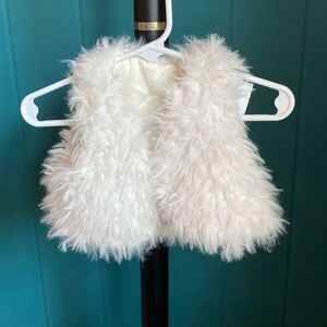Ricrac & Ruffles Vest White Fluffy